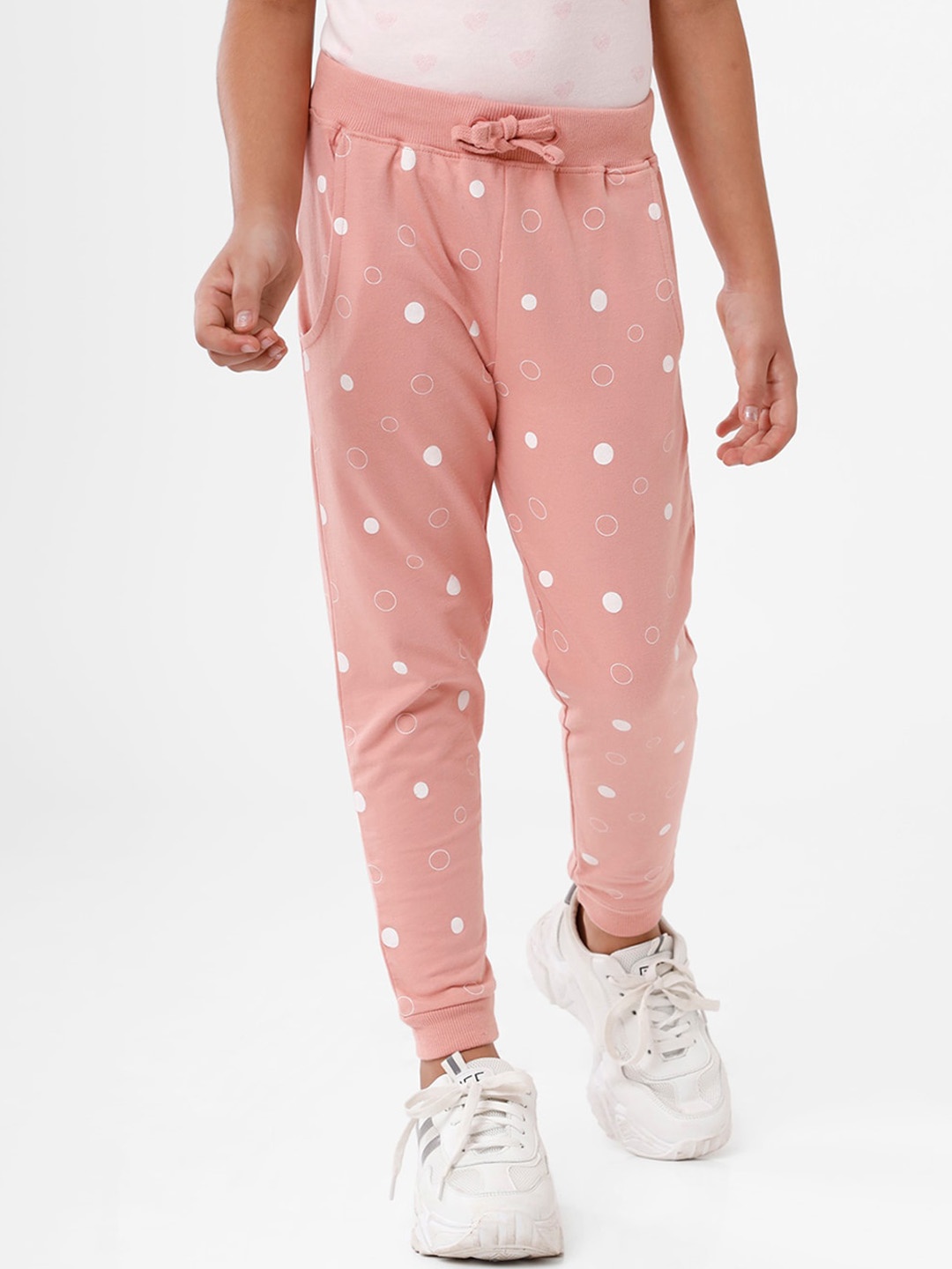 

De Moza Girls Rose Pink Printed Cotton Joggers