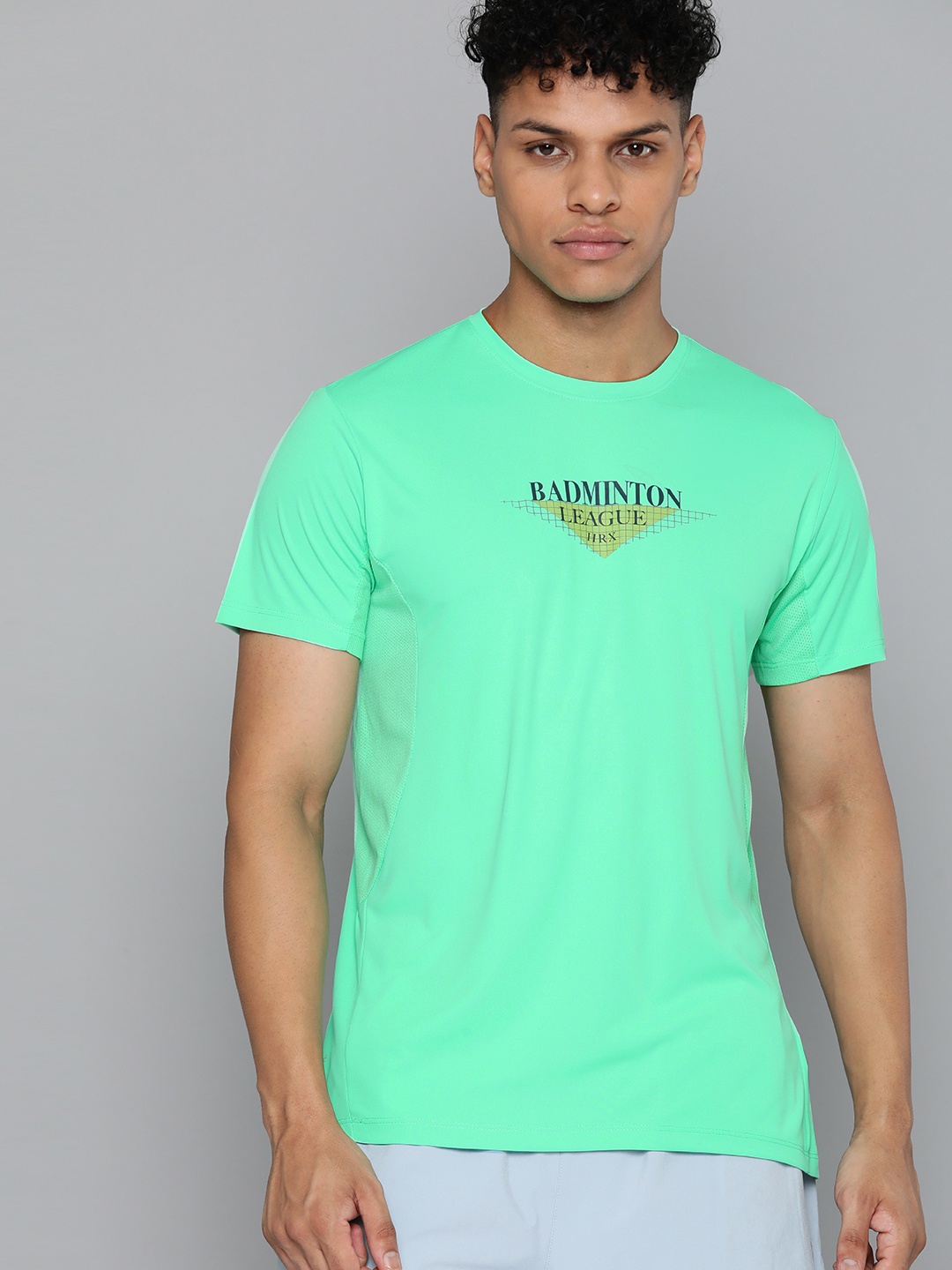 

HRX by Hrithik Roshan Rapid-Dry Antimicrobial Badminton T-shirt, Green
