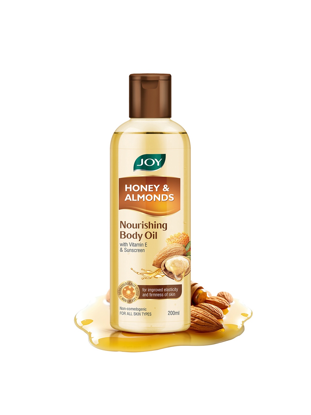 

JOY Honey & Almonds Nourishing Body Oil, With Vitamin E & Sunscreen - 200 ml, Beige