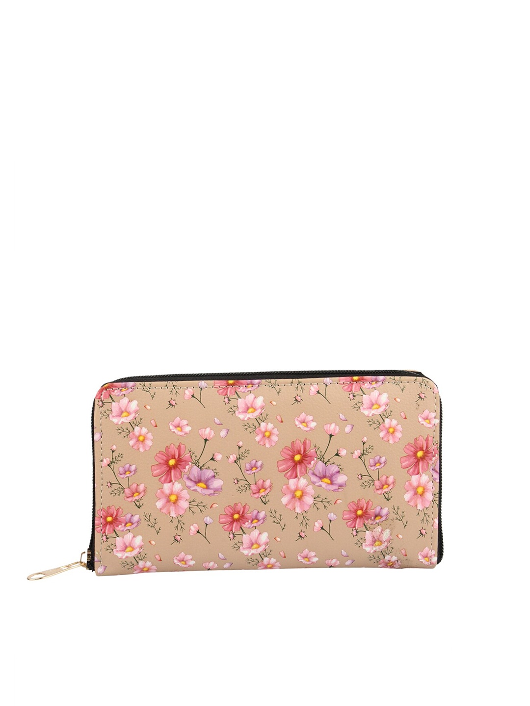 

MAMMON Women Beige & Pink Floral Printed Zip Around Wallet