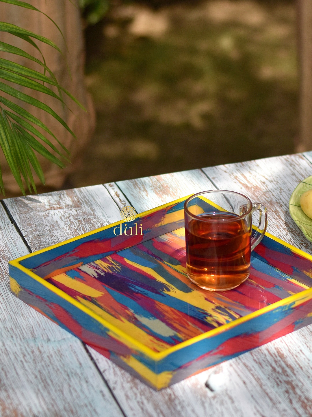 

DULI Unisex Set Of 6 Multi-Coloured Coasters & Serving Tray Set