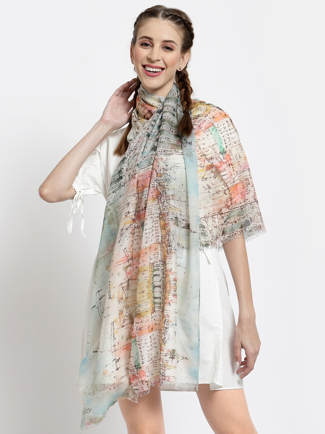 

J Style Women Grey & Red Printed Stole