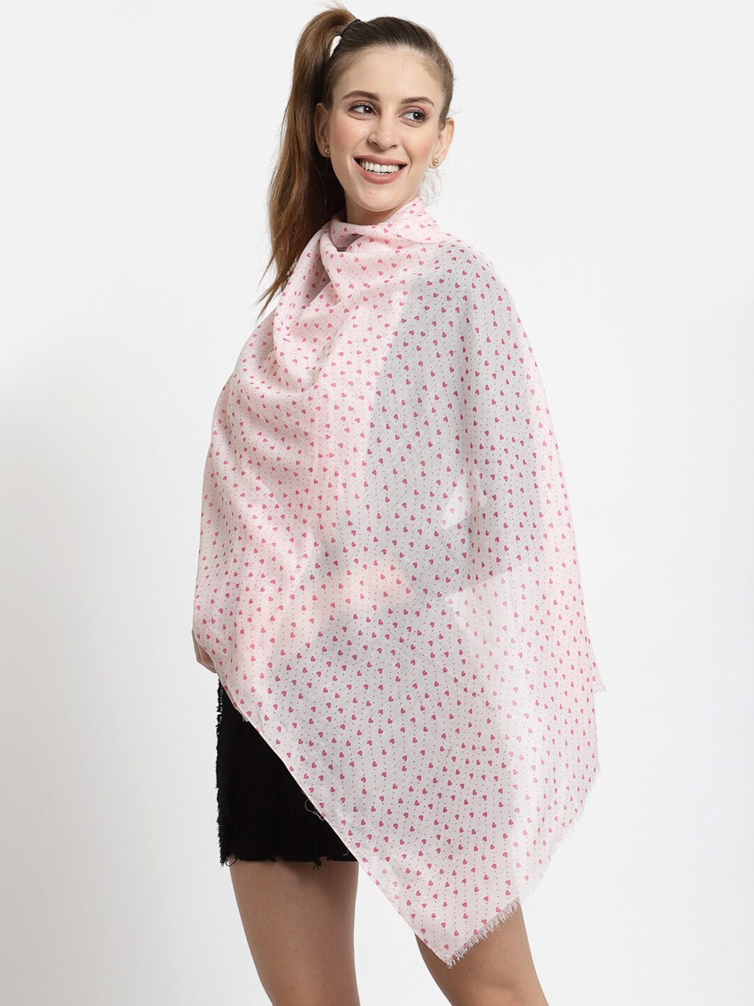 

J Style Women Pink & White Printed Stole