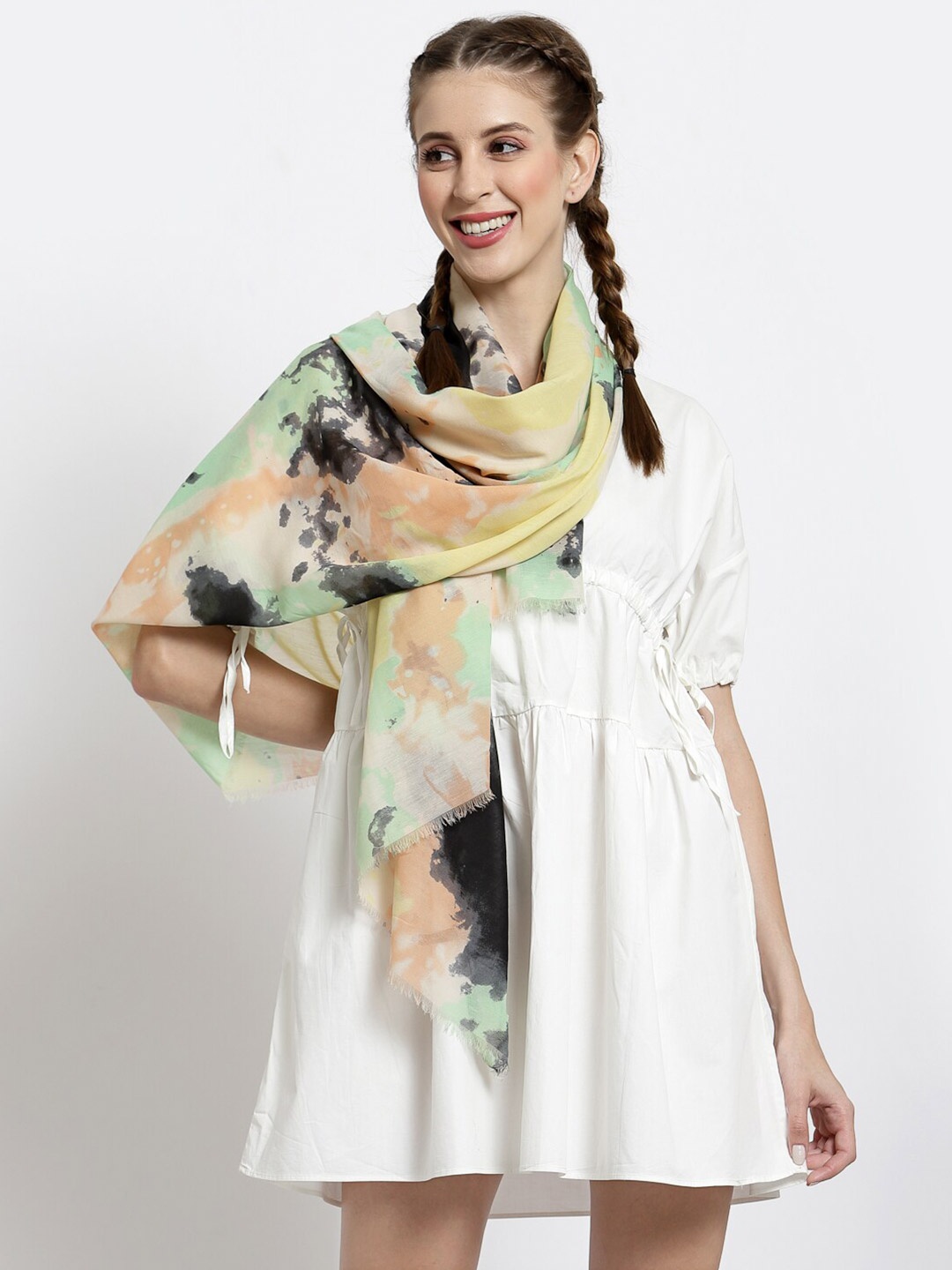 

J Style Women Multicolored Printed Cotton Stole, Multi