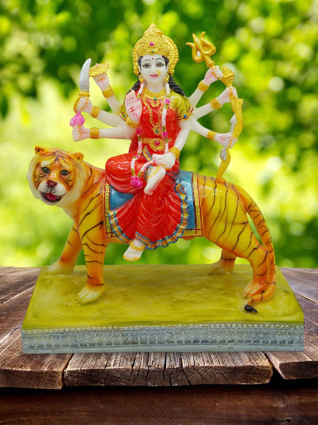 

Gallery99 Gold & Pink Handpainted Goddess Mata Durga Idol Showpieces