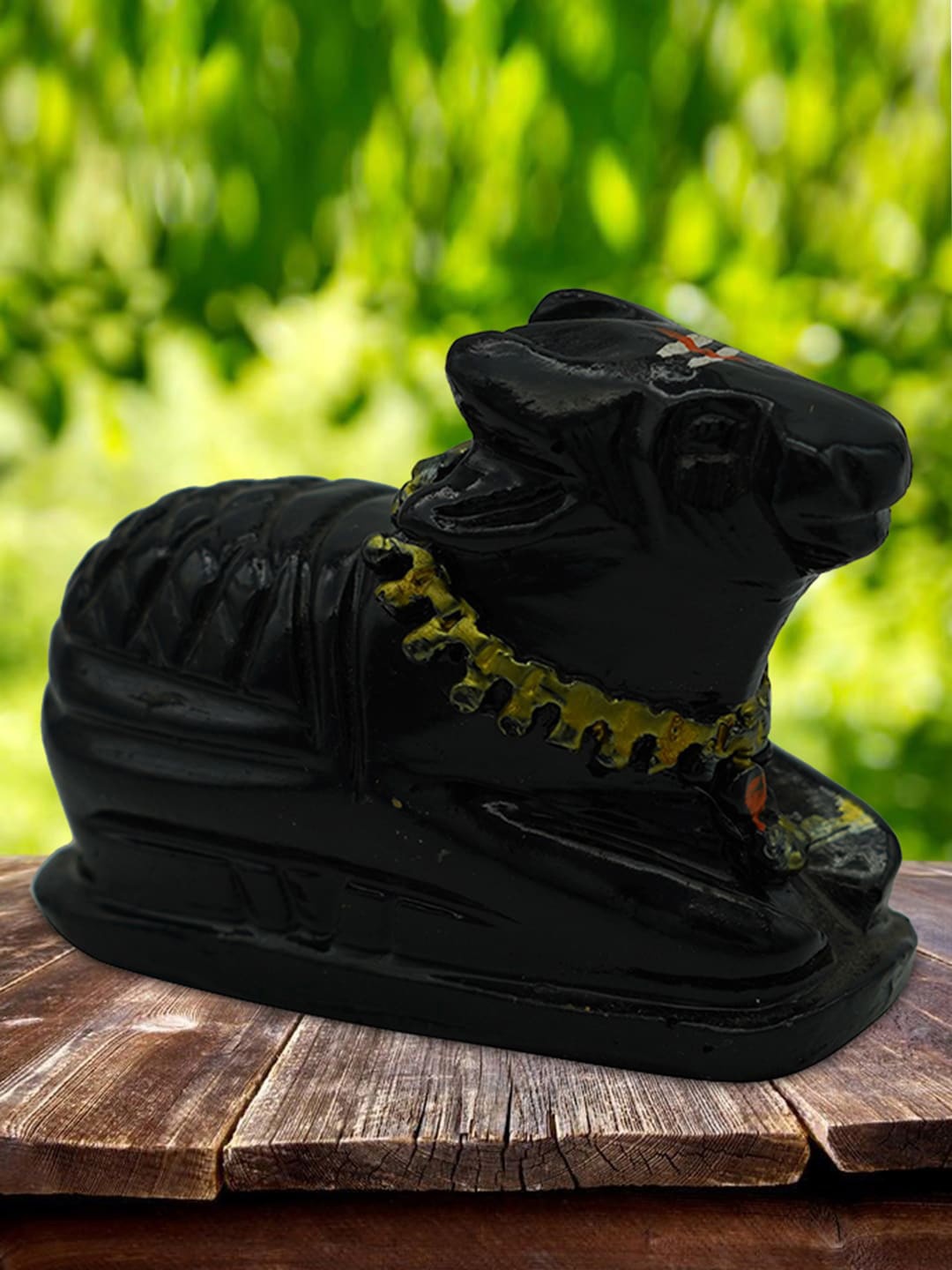 

Gallery99 Black Hand painted Black Nandi Idol