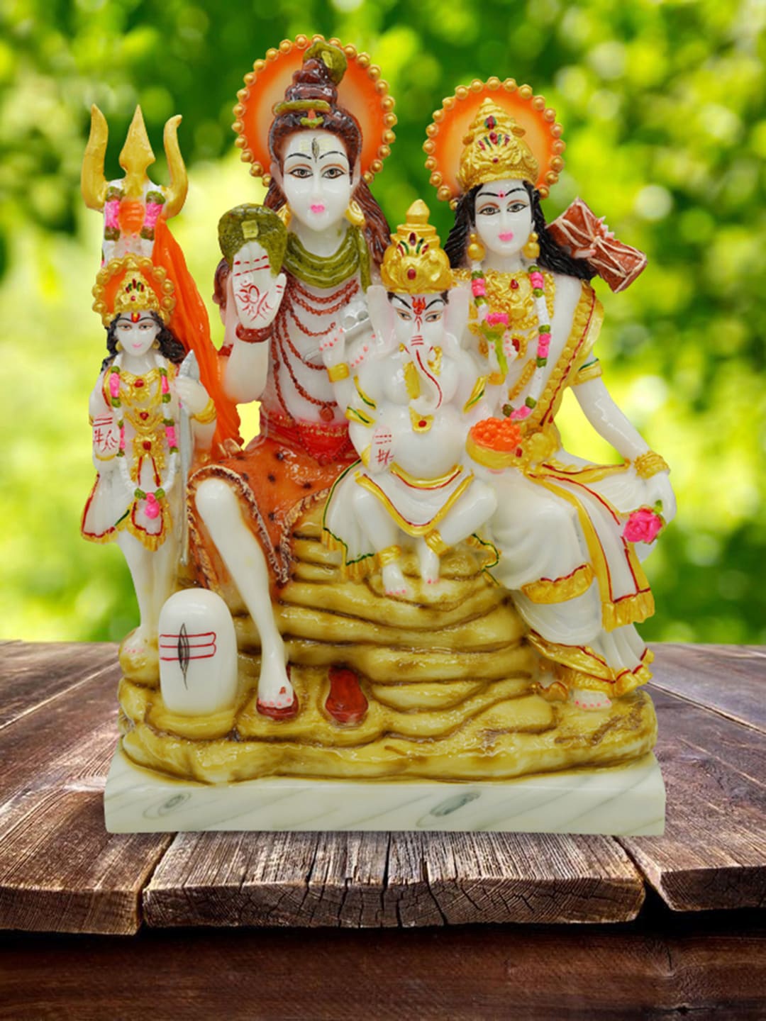 

Gallery99 White & Orange Shiva Family Showpiece
