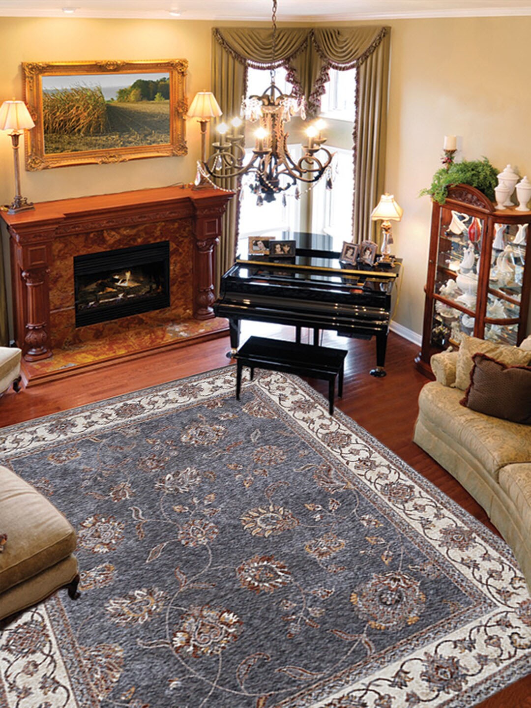 

DDecor Blue Ethnic Motifs Printed Rectangular Carpet