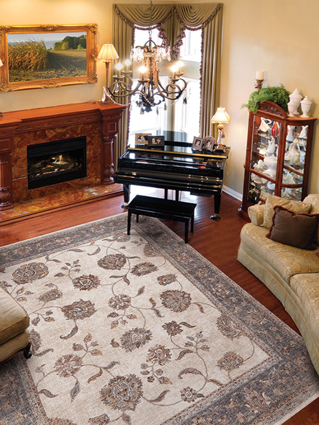

DDecor Grey & Beige Ethnic Motifs Printed Carpet