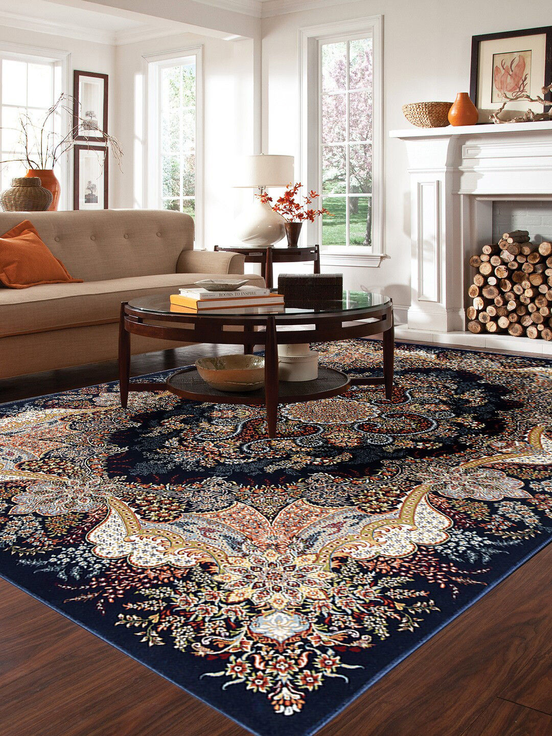 

Ddecor Orange Ethnic Motifs Carpet