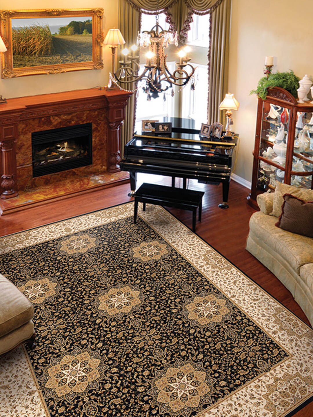 

DDecor Black Ethnic Motifs Printed Carpets