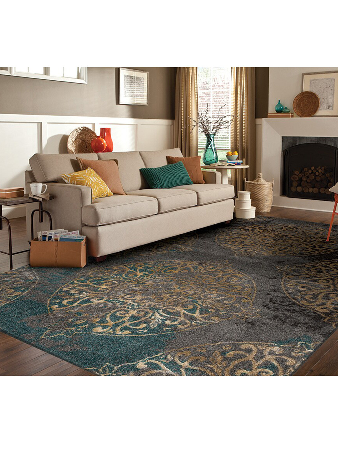 

Ddecor Grey Ethnic Motifs Carpet