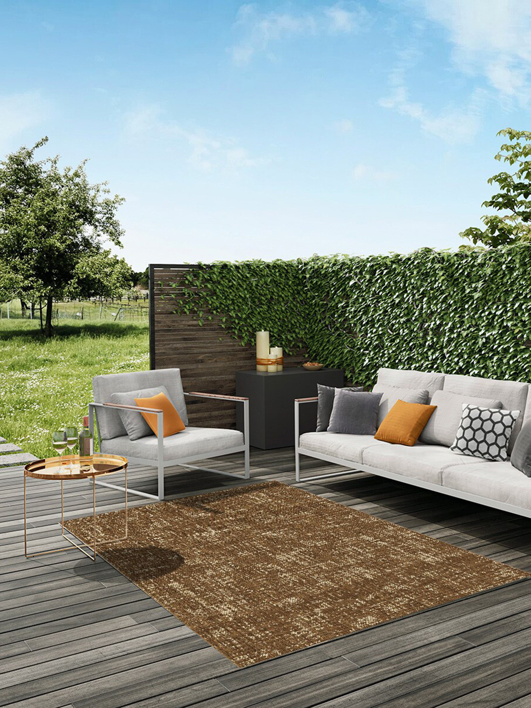 

DDecor Brown Abstract Printed Carpet