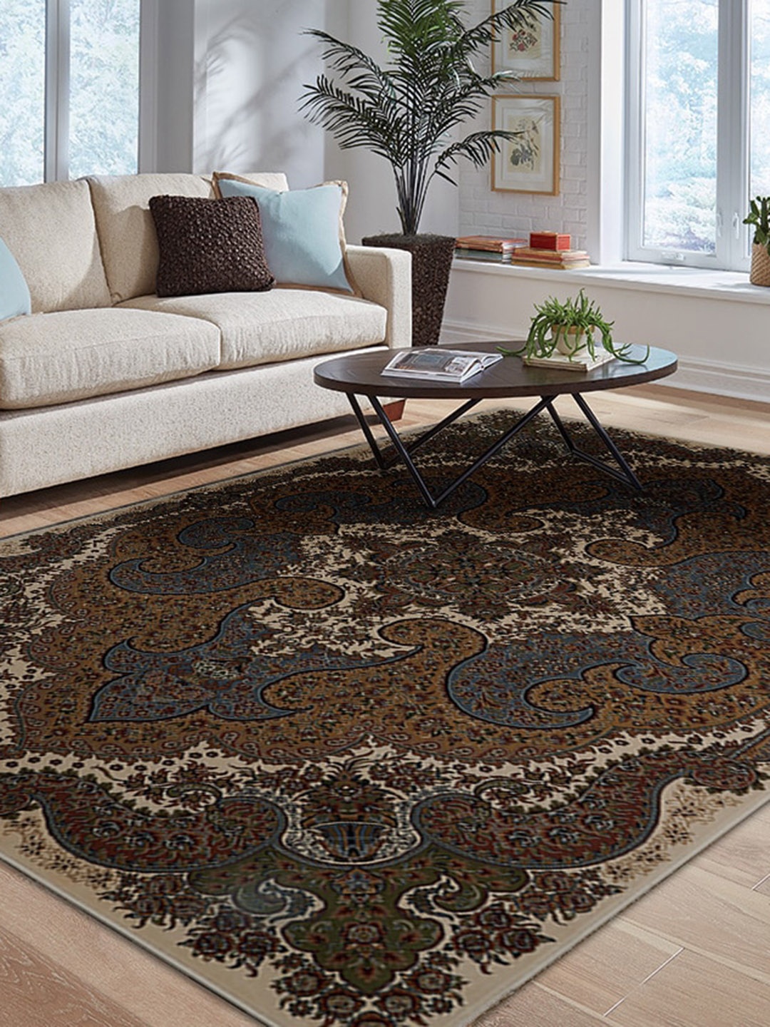 

DDecor Brown Ethnic Motifs Printed Carpet