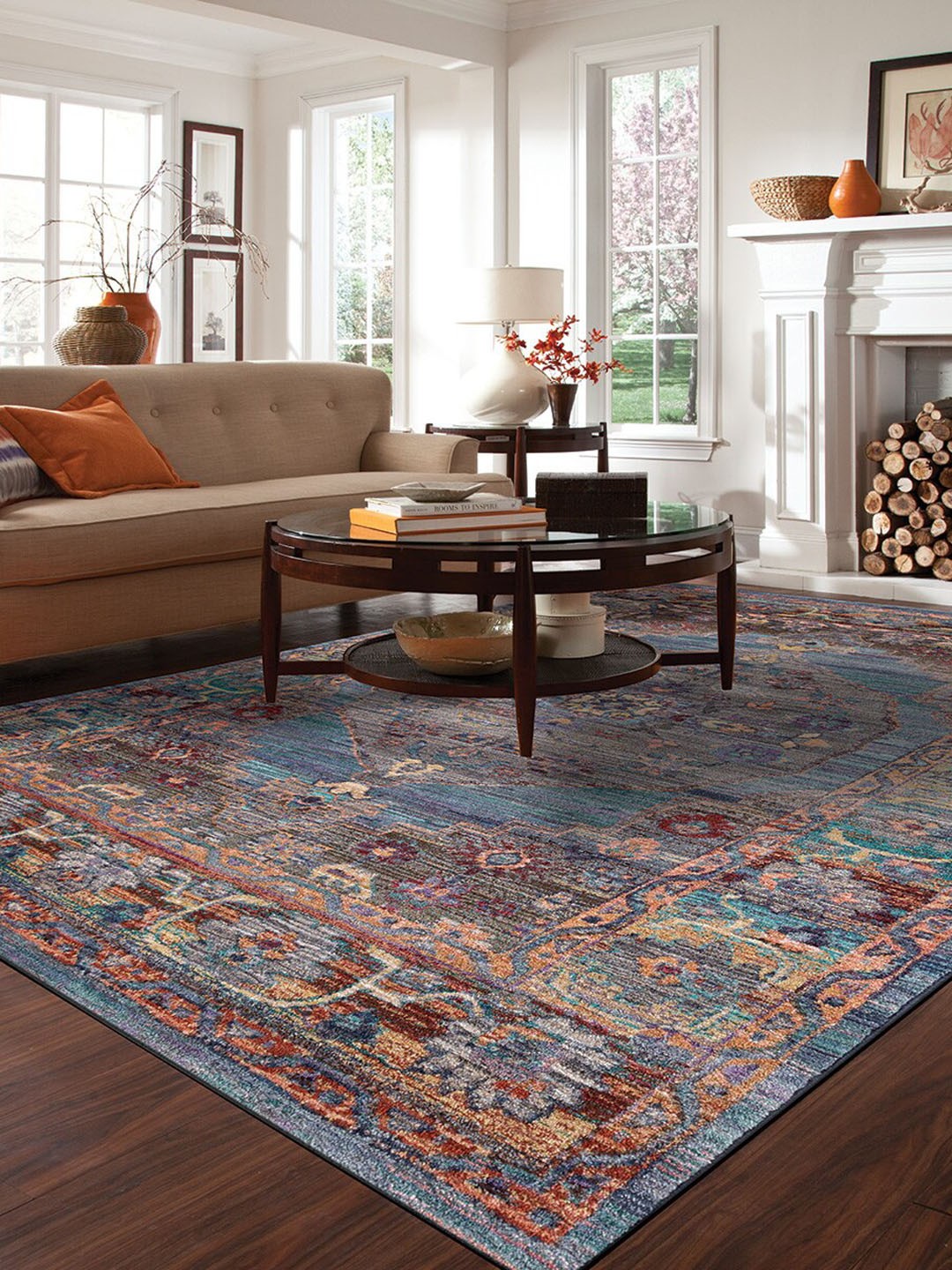 

DDecor Multicolored Ethnic Motifs Traditional Carpet, Multi