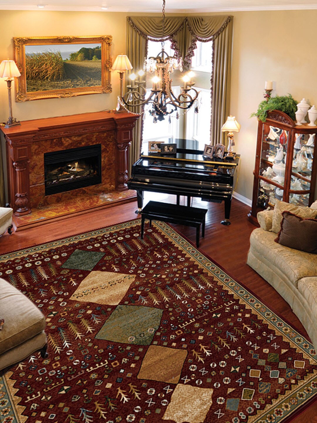 

DDecor Red Geometric Print Rectangular Carpet