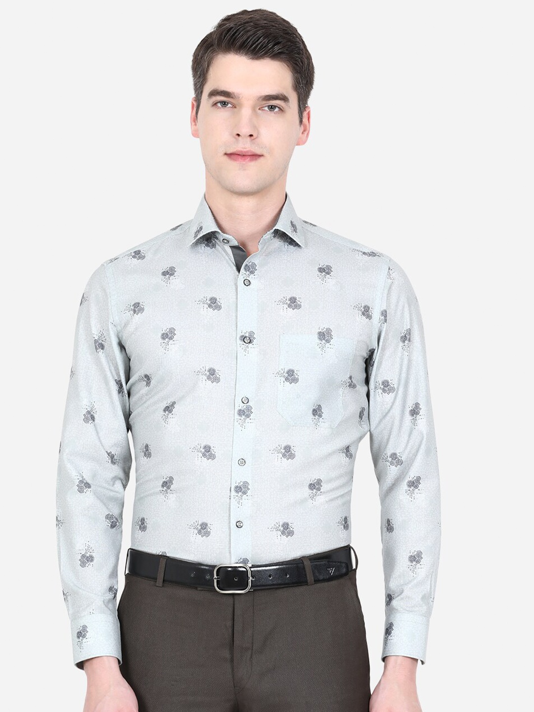 

Greenfibre Men Blue Slim Fit Printed Formal Shirt
