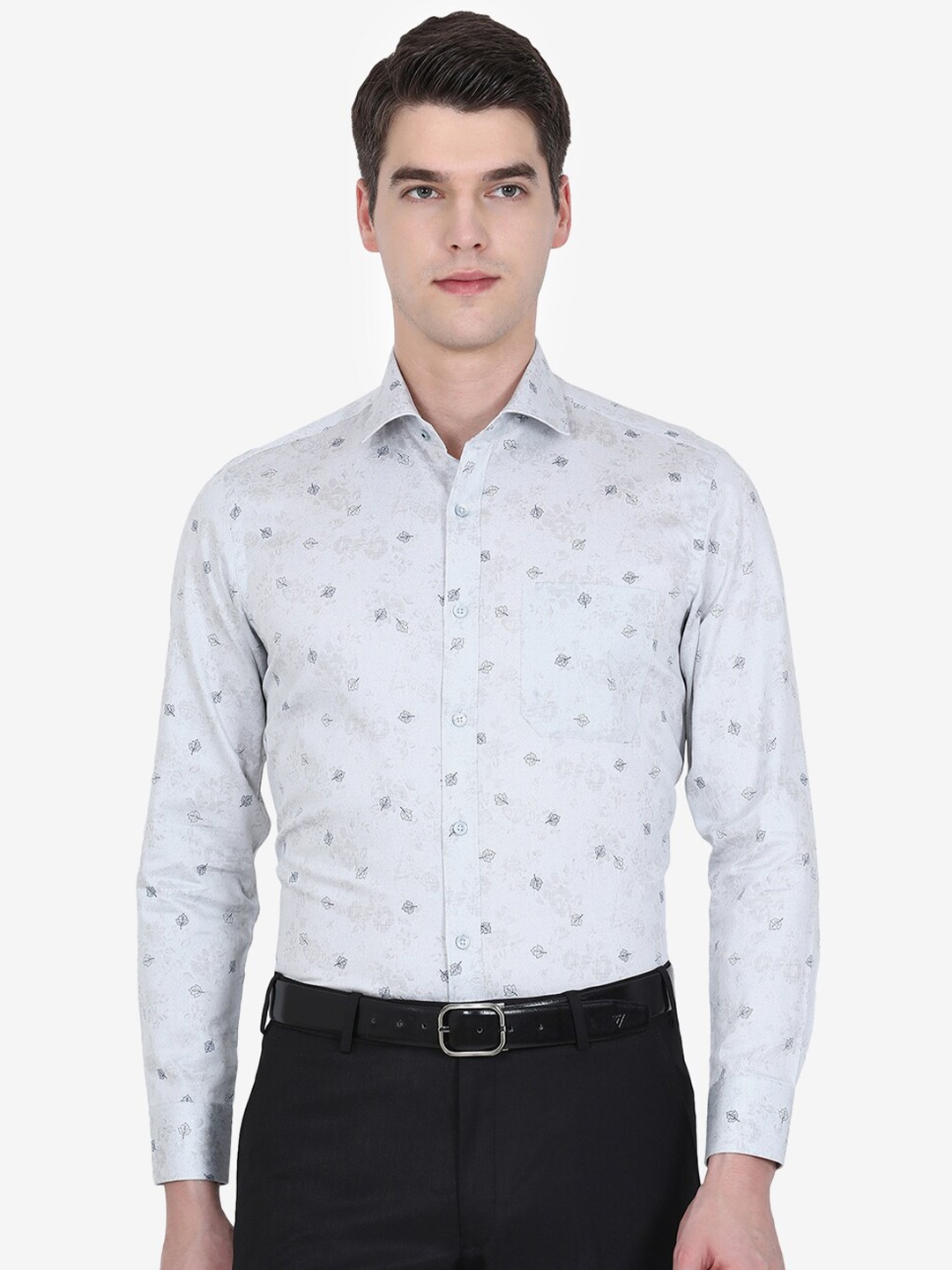 

Greenfibre Men Blue Slim Fit Printed Formal Shirt