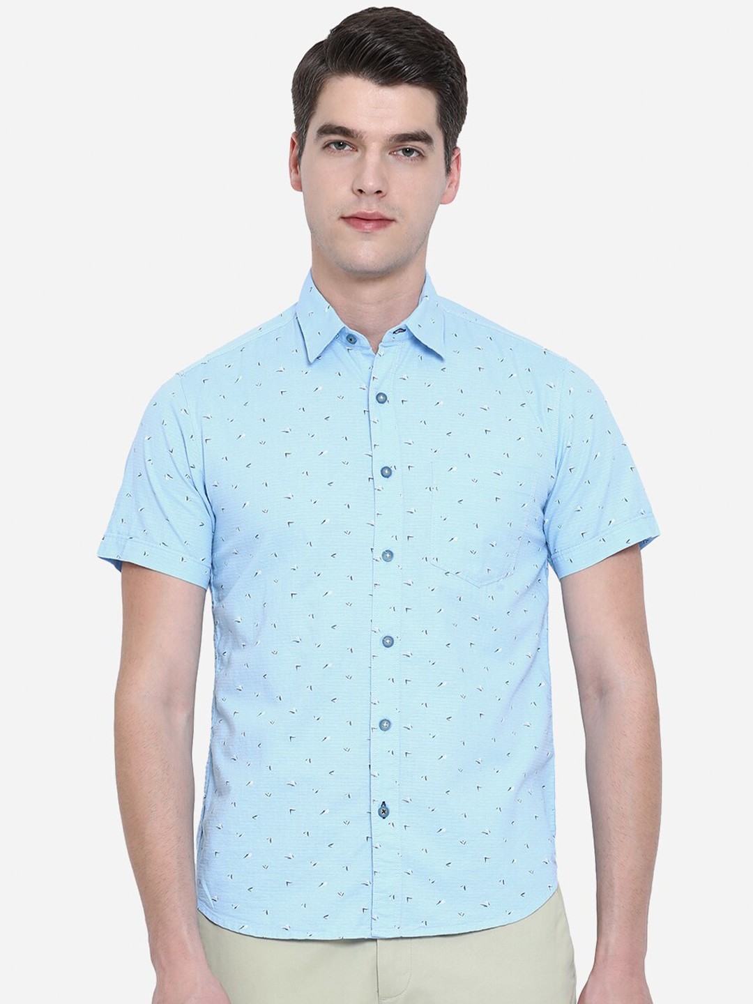 

Greenfibre Men Blue Slim Fit Printed Casual Shirt