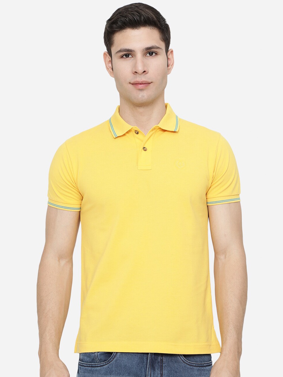 

Greenfibre Men Yellow Polo Collar Slim Fit T-shirt