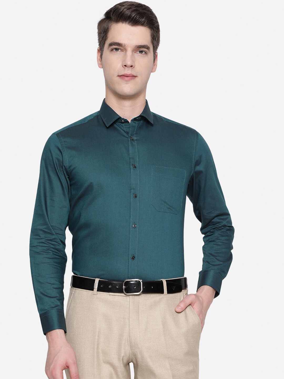 

Greenfibre Men Green Slim Fit Formal Shirt