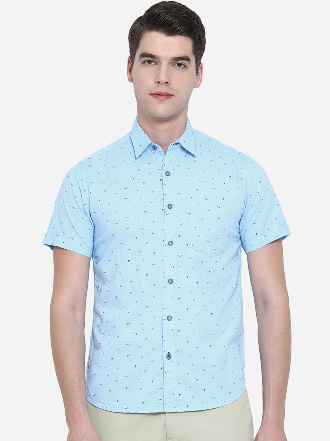 

Greenfibre Men Blue Slim Fit Printed Casual Shirt
