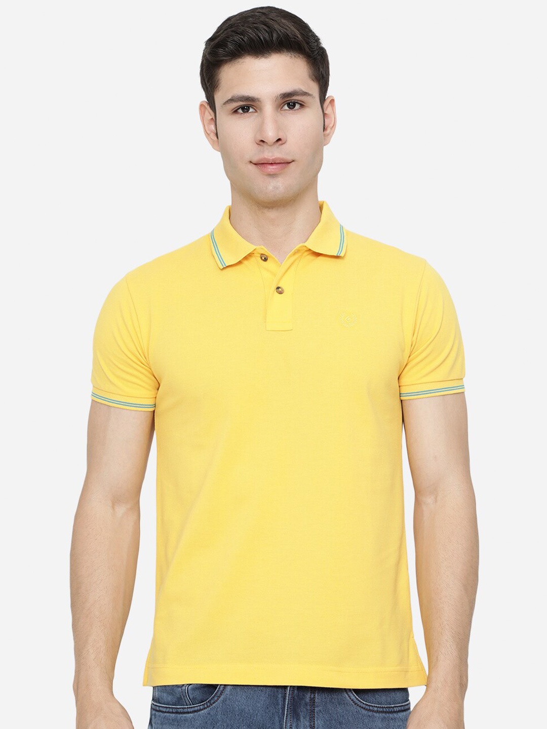 

Greenfibre Men Yellow Polo Collar Slim Fit T-shirt