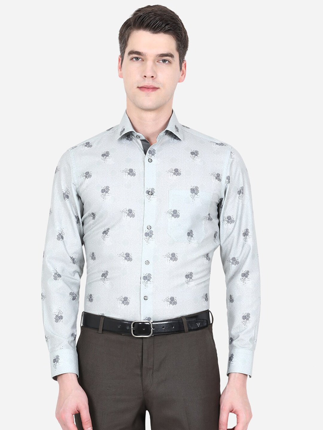 

Greenfibre Men Blue Slim Fit Printed Formal Shirt