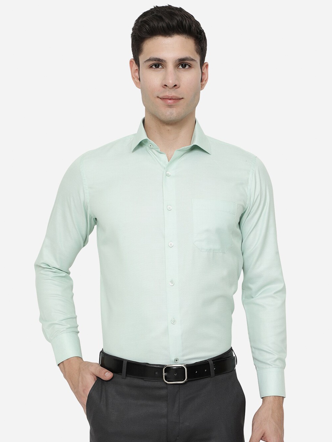 

Greenfibre Men Green Slim Fit Formal Shirt