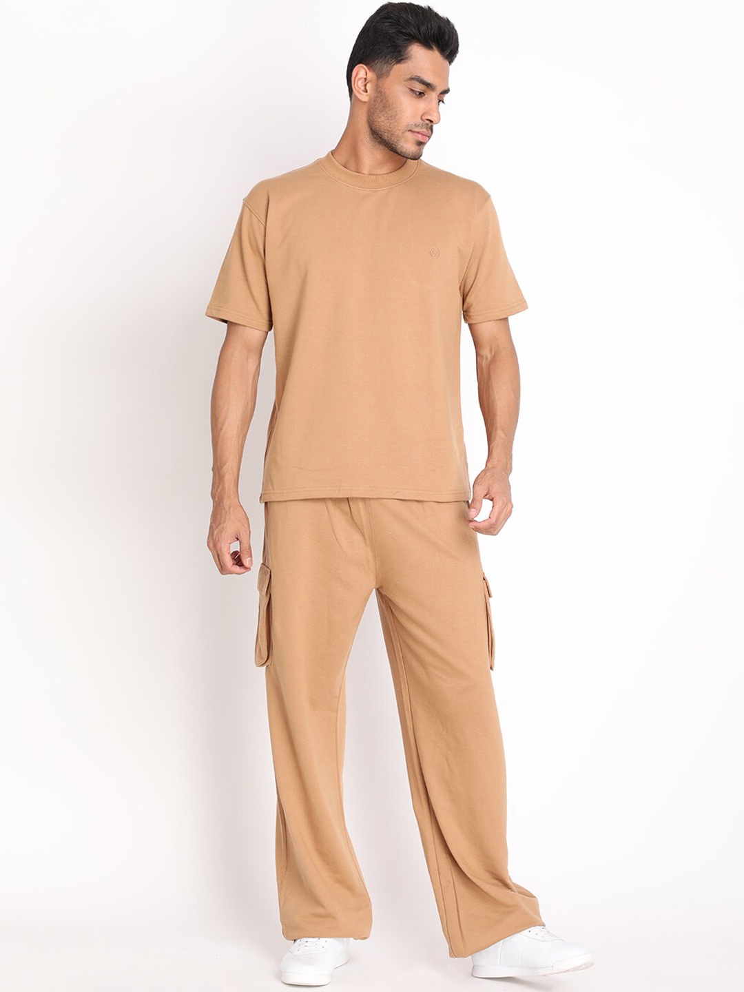 

CHKOKKO Men Camel Brown Solid Co Ords