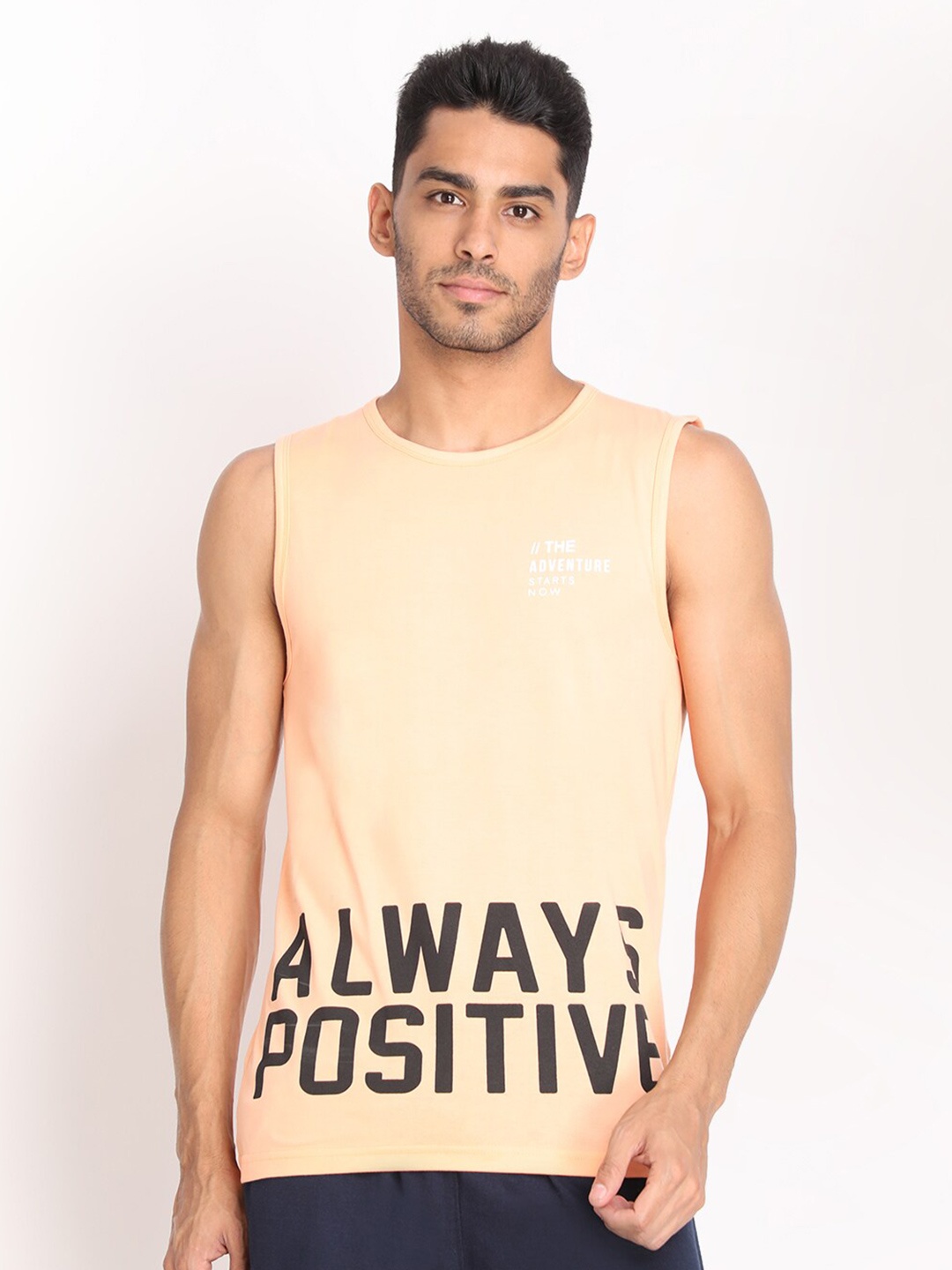 

Chkokko Men Orange Typography Printed T-shirt