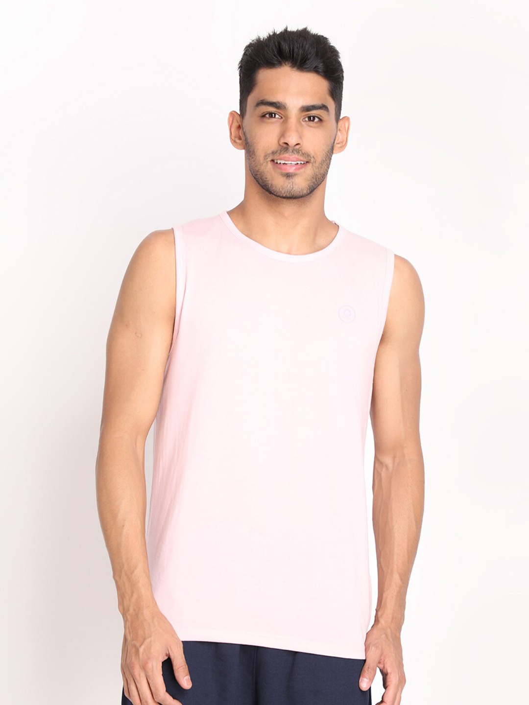 

CHKOKKO Men Pink Raw Edge T-shirt