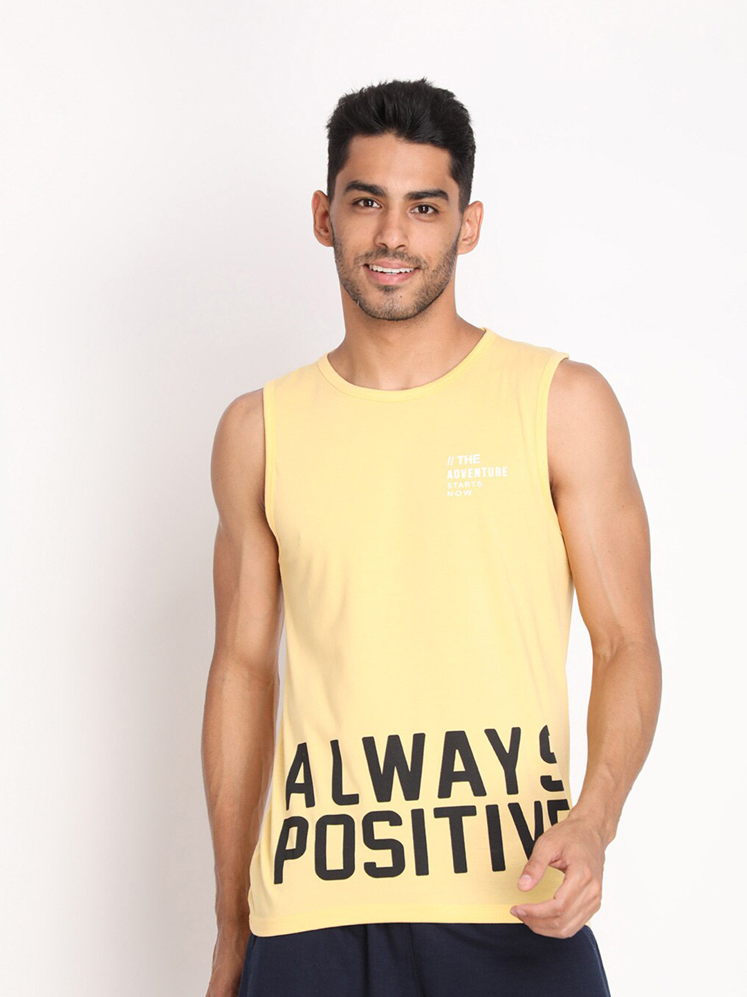 

Chkokko Men Yellow Typography Printed T-shirt