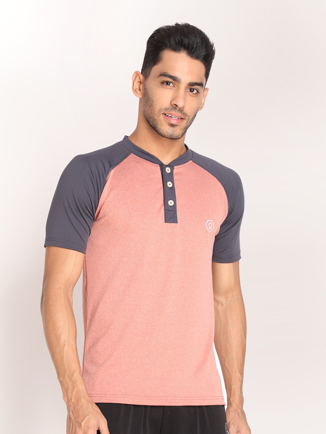 

Chkokko Men Rust Sports Henley Neck T-shirt