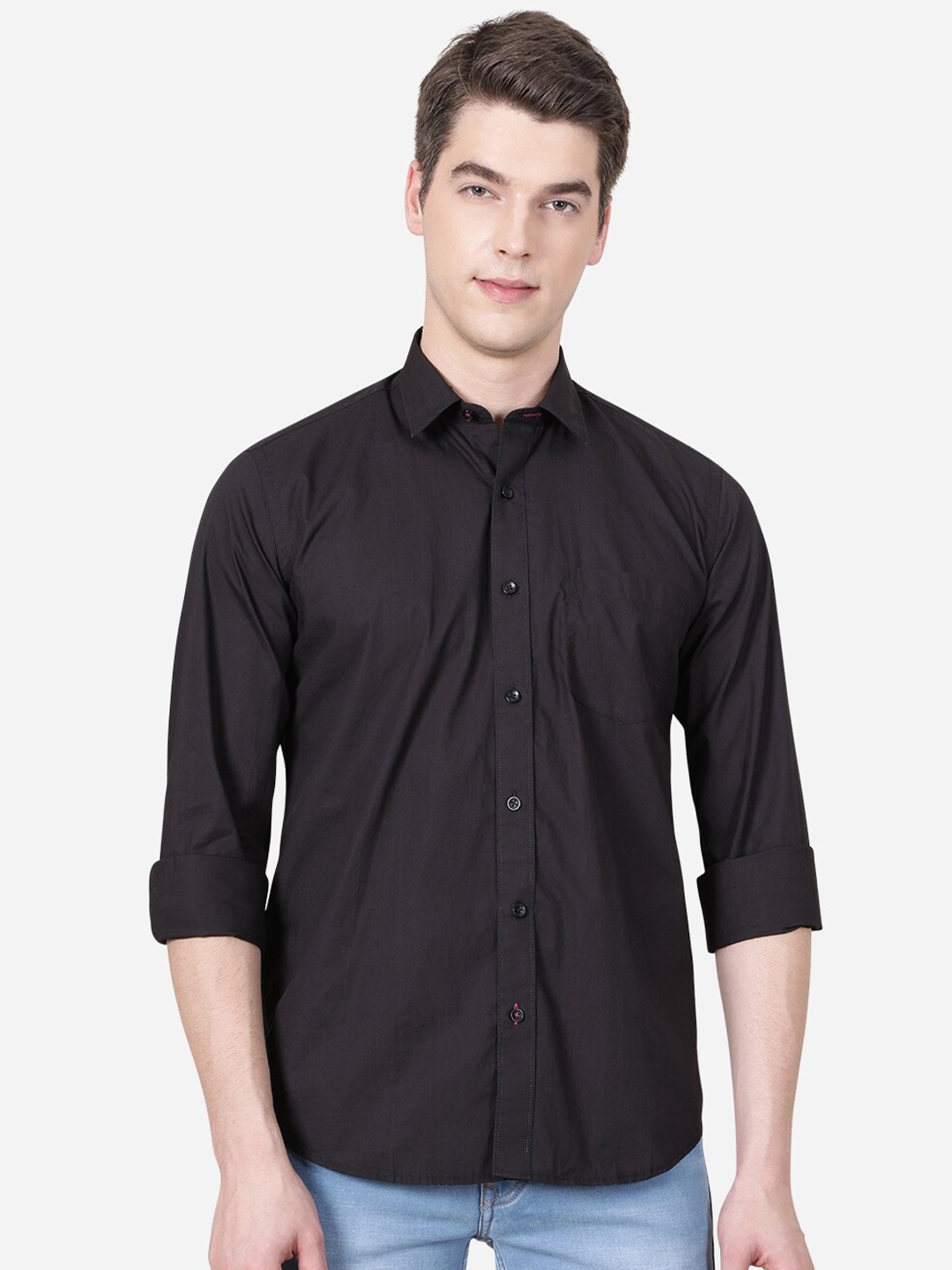 

JADE BLUE Men Black Slim Fit Casual Shirt