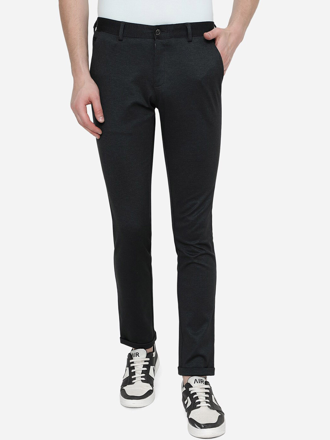 

JADE BLUE Men Black Slim Fit Trousers