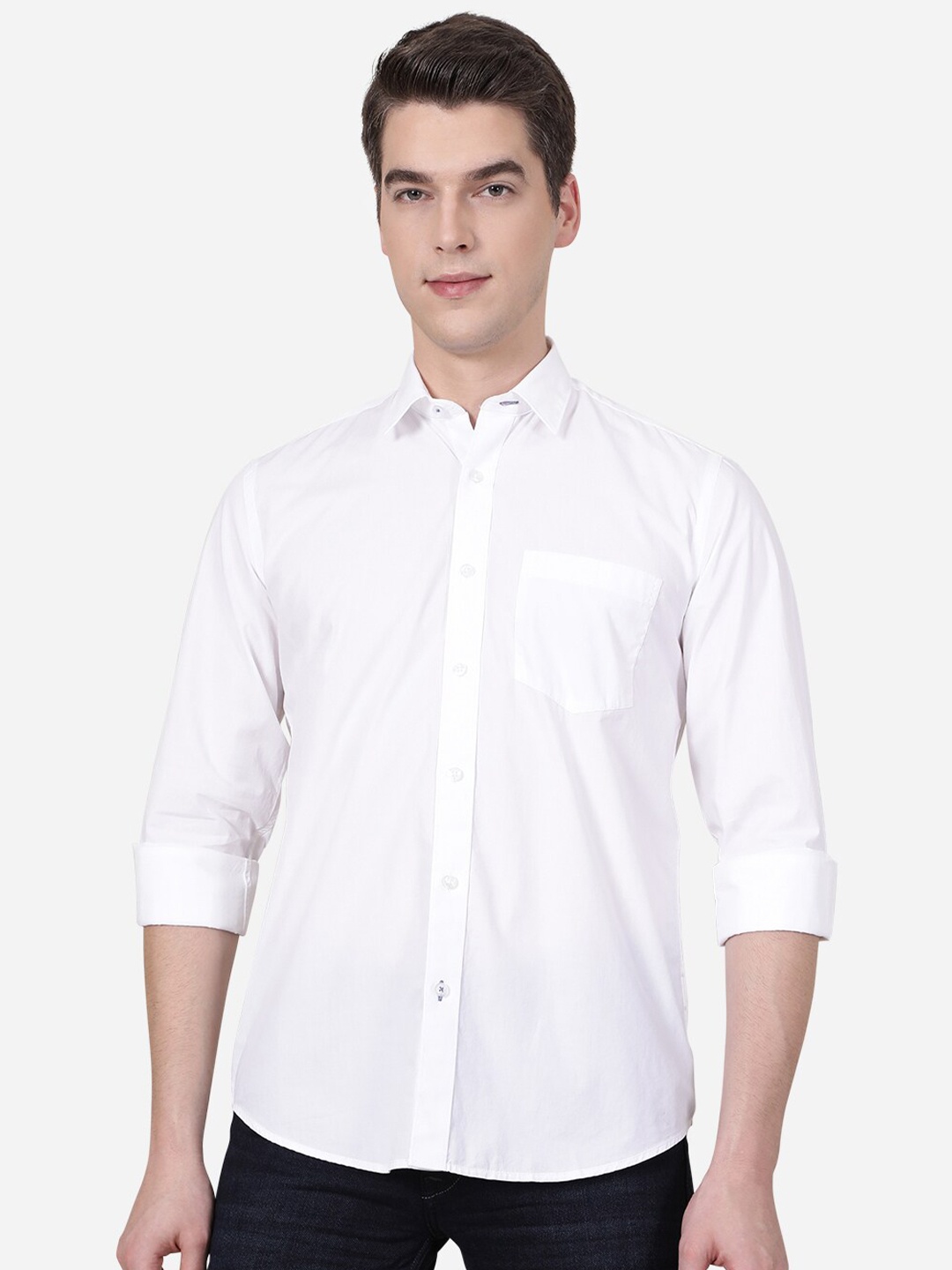 

JADE BLUE Men White Slim Fit Casual Shirt