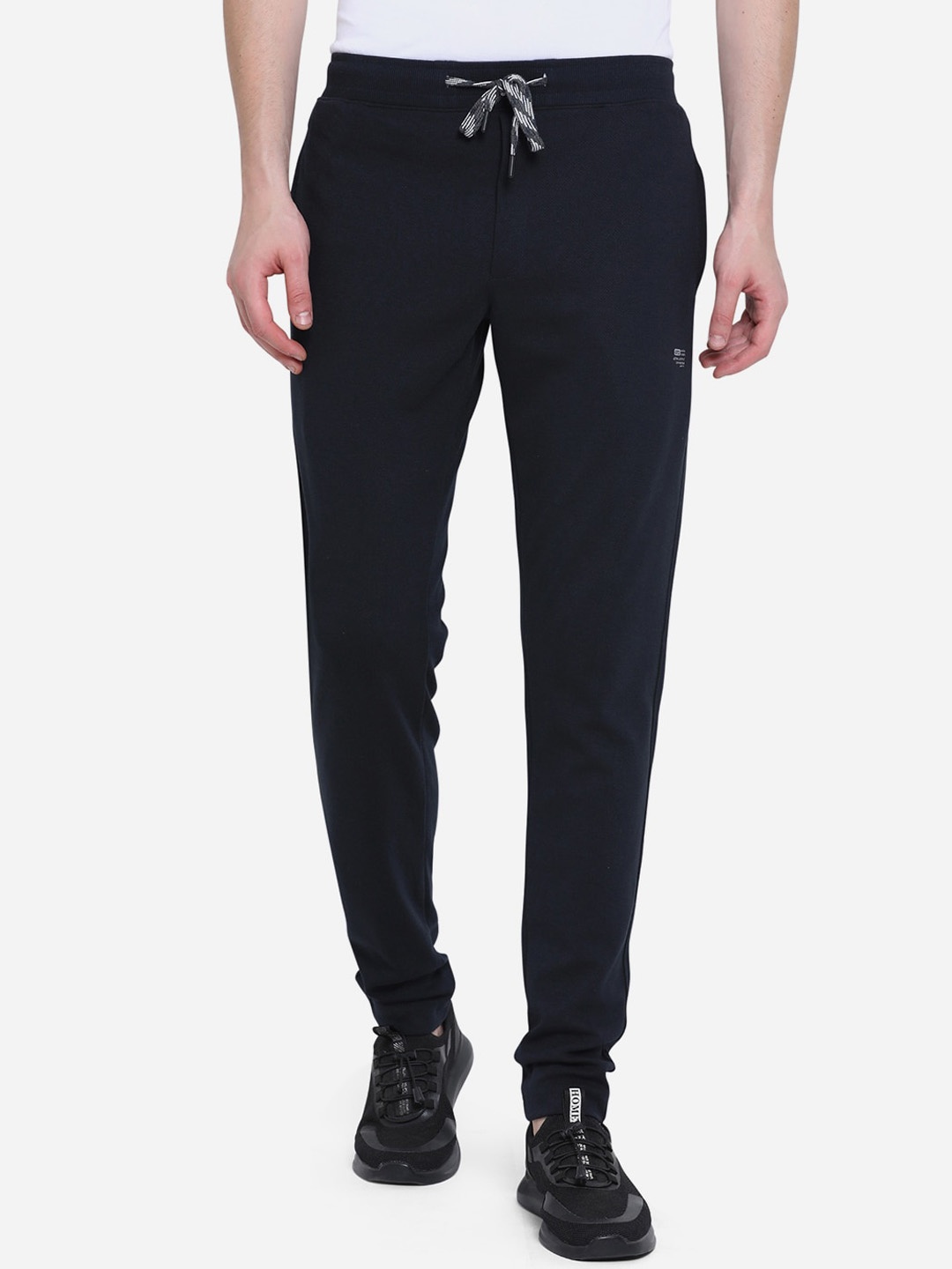 

JADE BLUE Men Blue Solid Pure Cotton Track Pants