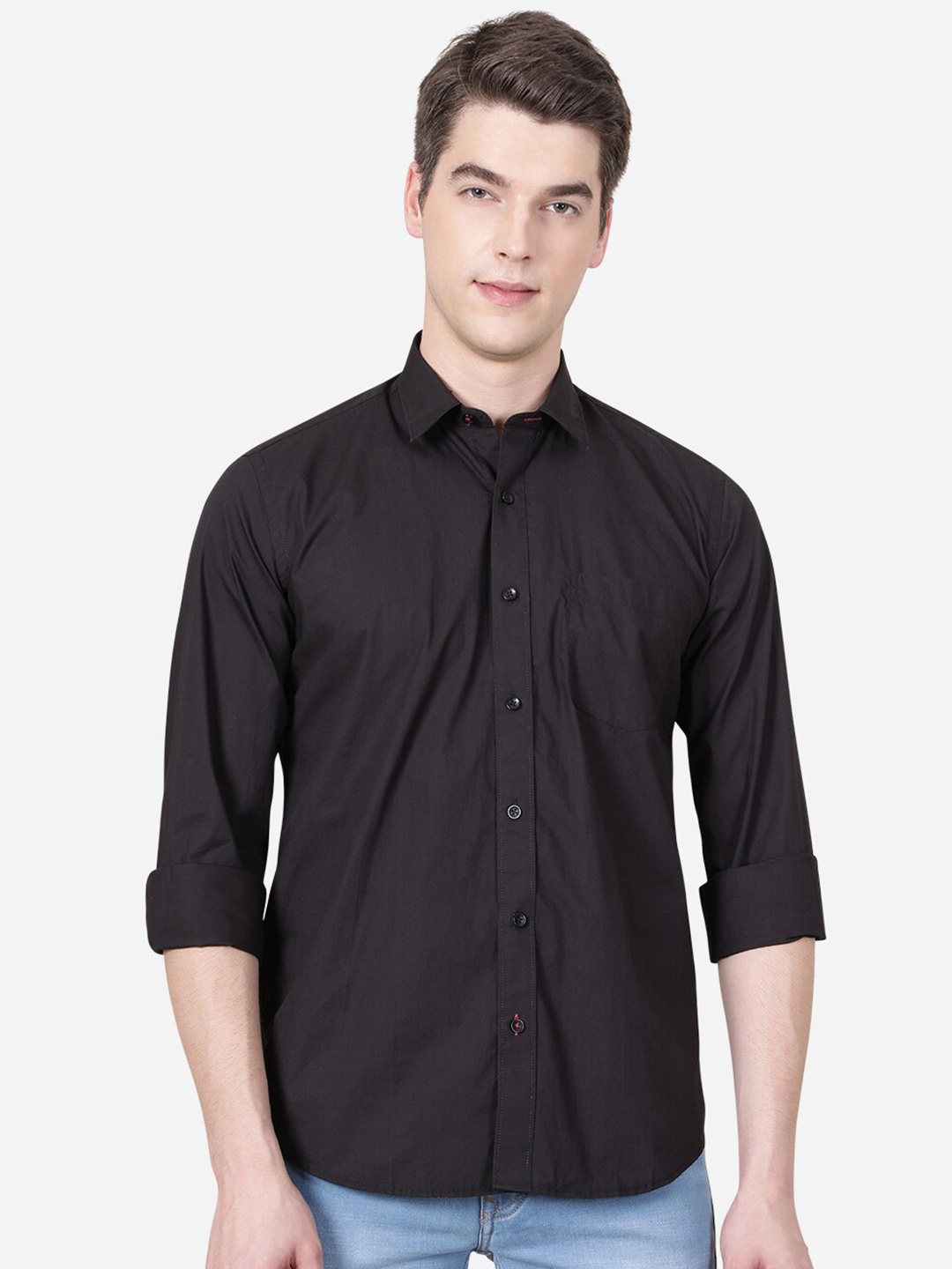 

JADE BLUE Men Black Slim Fit Casual Shirt