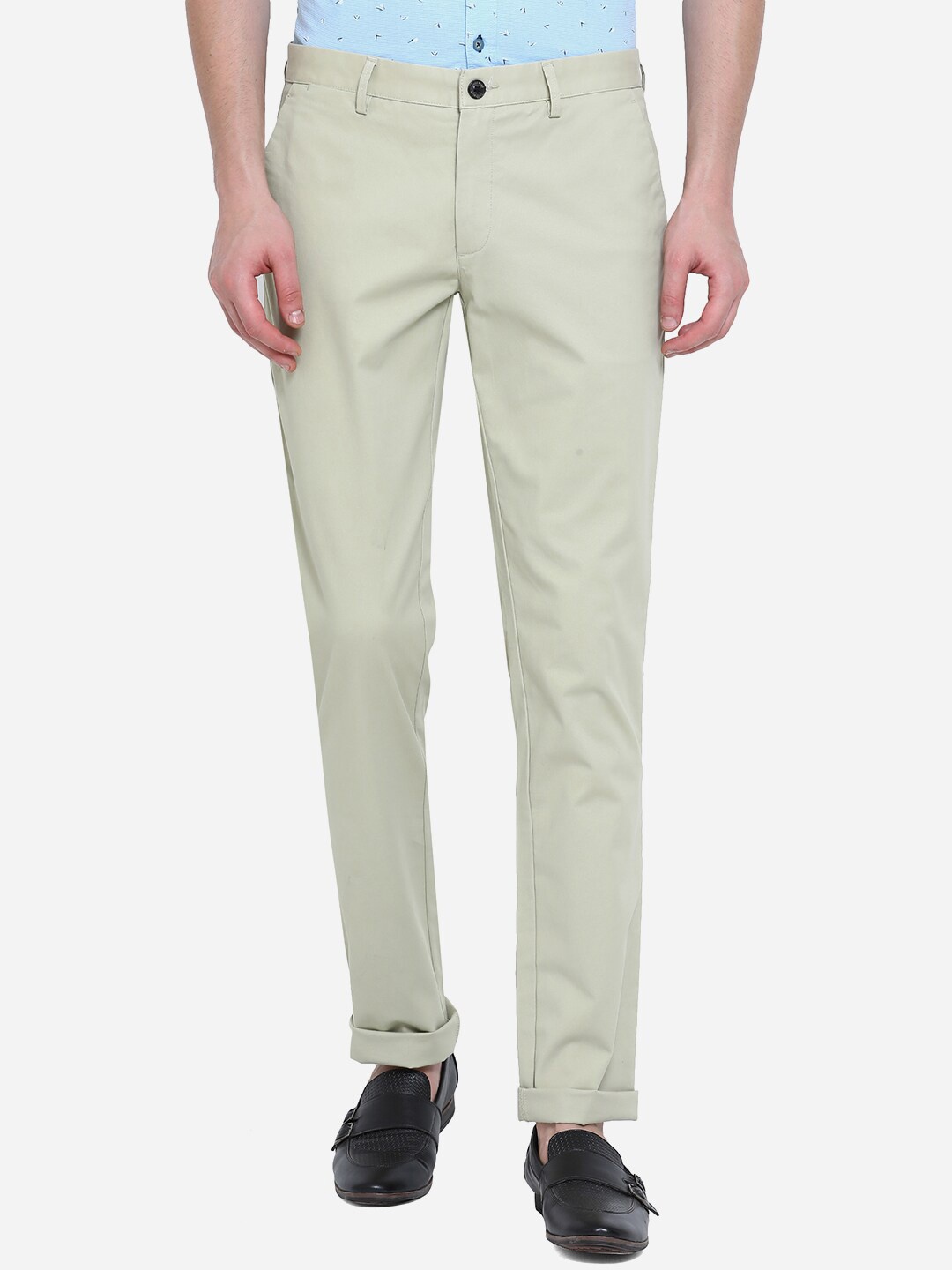 

JADE BLUE Men Grey Slim Fit Trousers