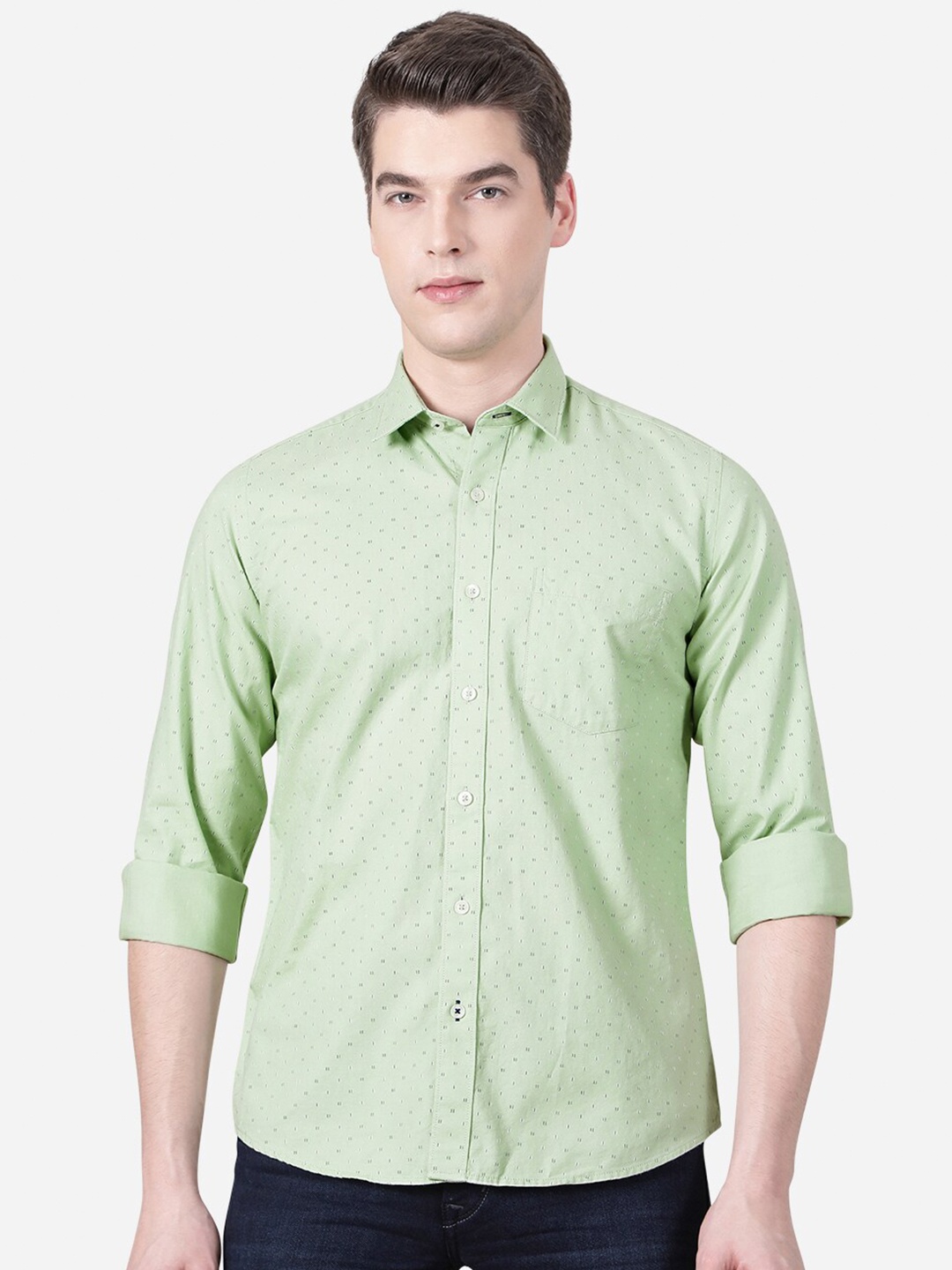 

JADE BLUE Men Green Slim Fit Printed Casual Shirt