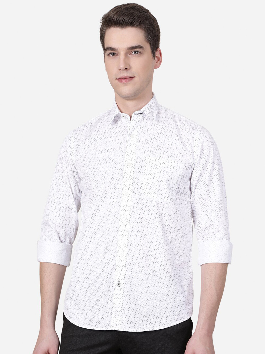 

JADE BLUE Men White Slim Fit Printed Casual Shirt