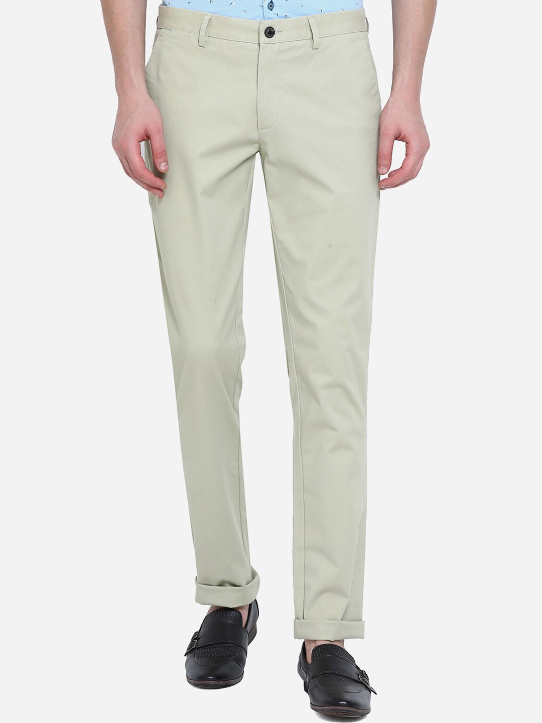 

JADE BLUE Men Grey Slim Fit Trousers