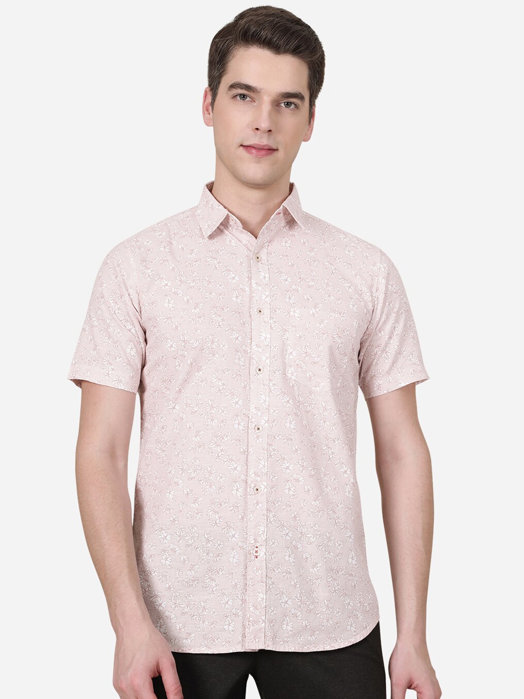 

JADE BLUE Men Pink Slim Fit Floral Printed Casual Shirt