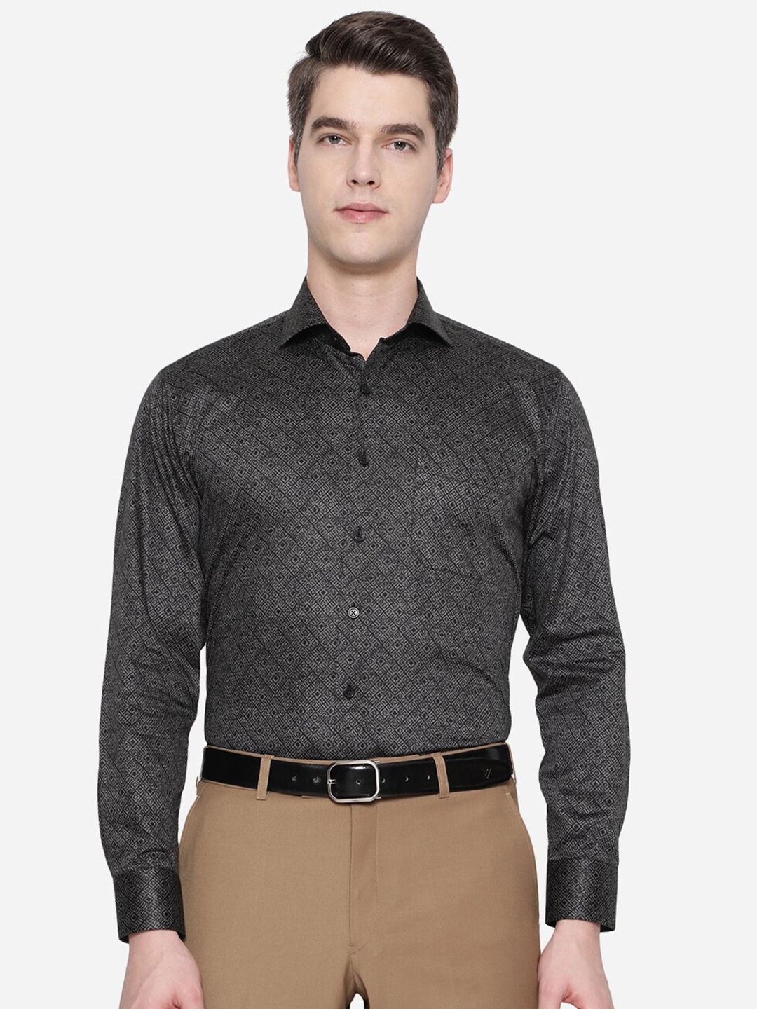 

JADE BLUE Men Black Printed Formal Shirt