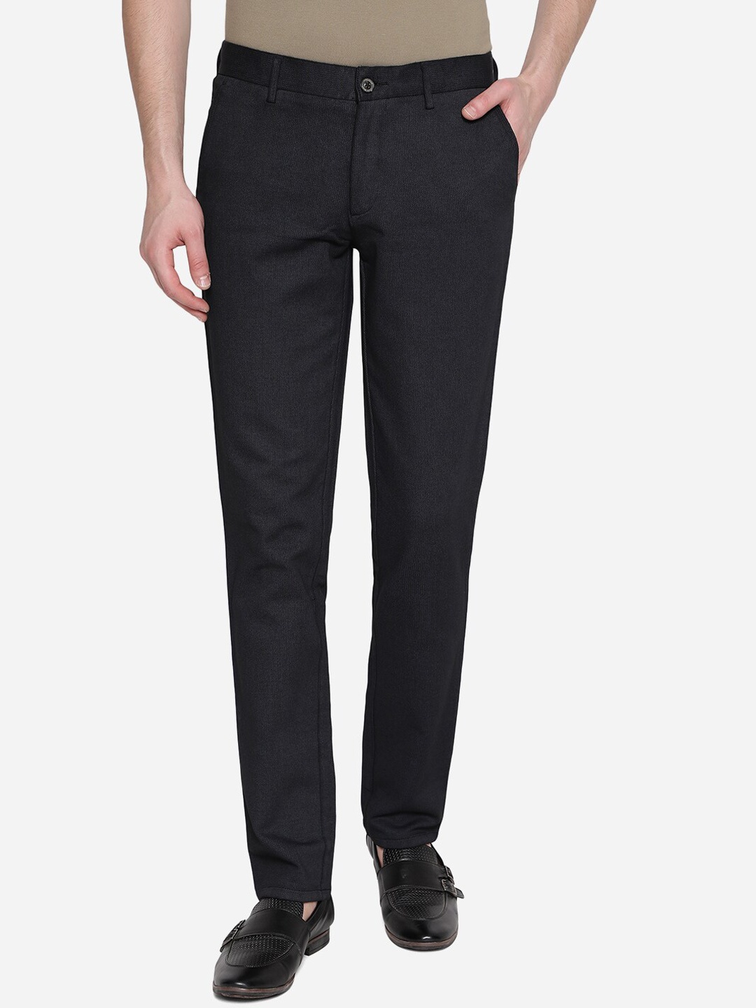 

JADE BLUE Men Black Slim Fit Trousers