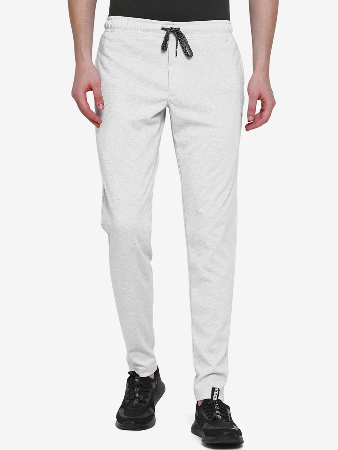 

JADE BLUE Men Grey Solid Slim-Fit Cotton Track Pants
