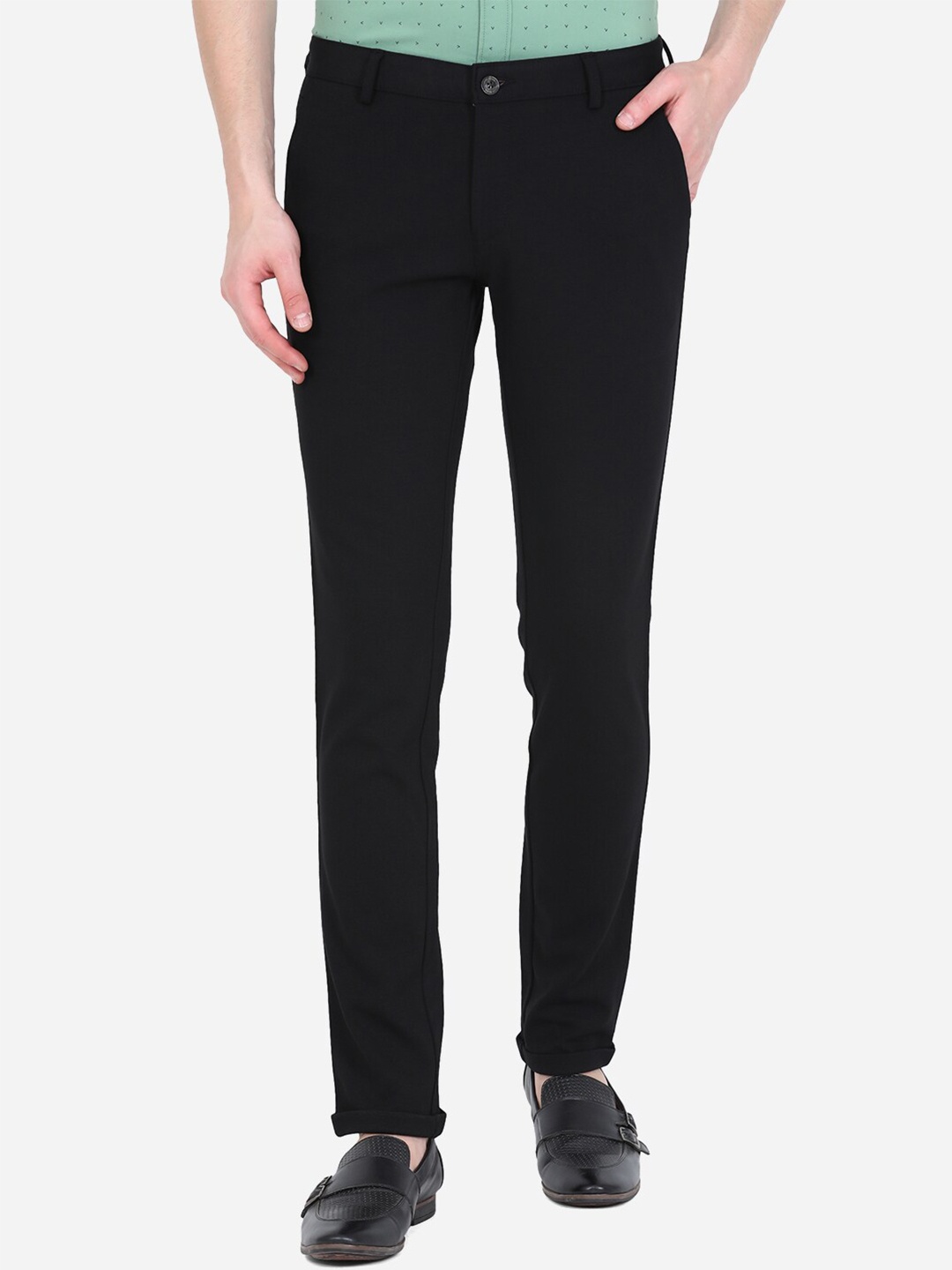 

JADE BLUE Men Black Slim Fit Trousers