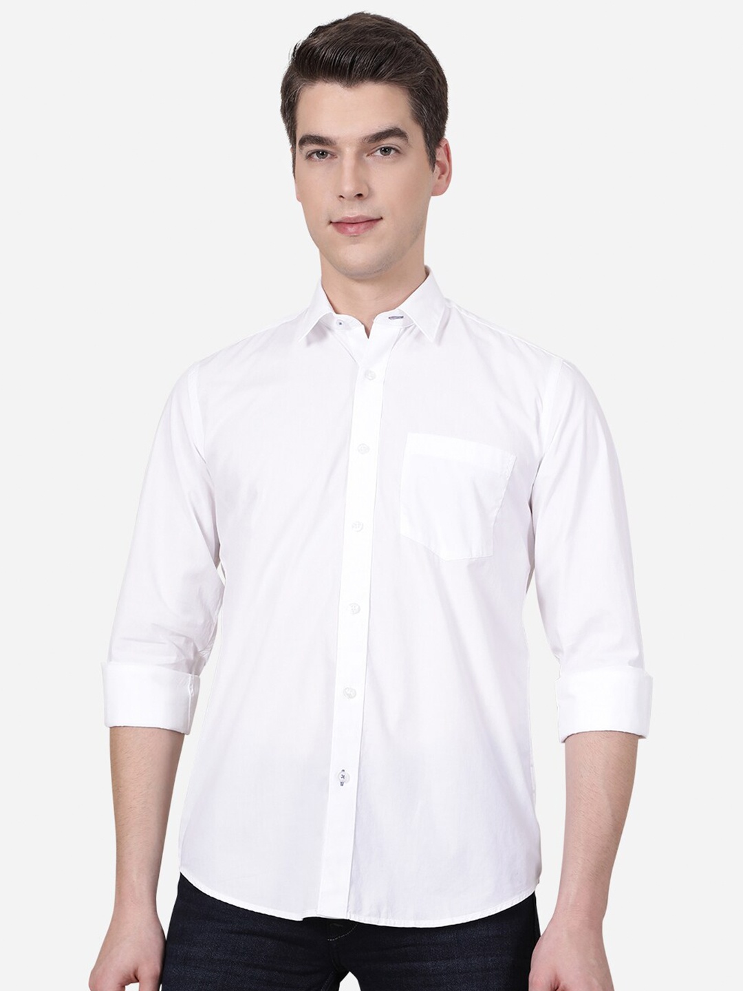 

JADE BLUE Men White Slim Fit Casual Shirt