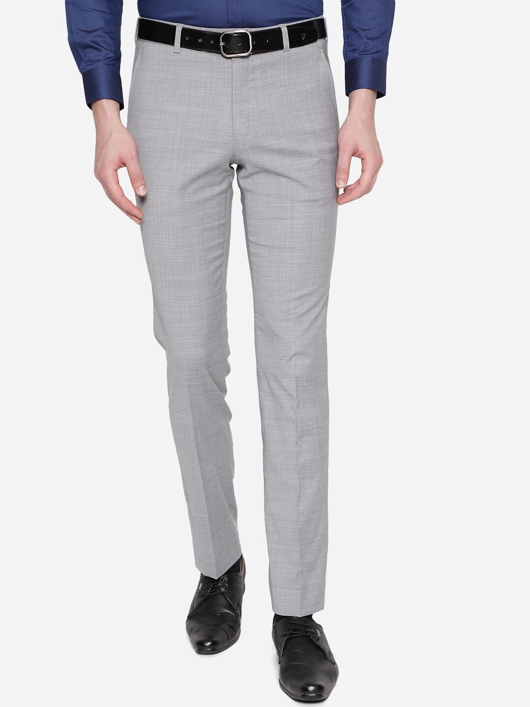 

JADE BLUE Men Grey Slim Fit Trousers